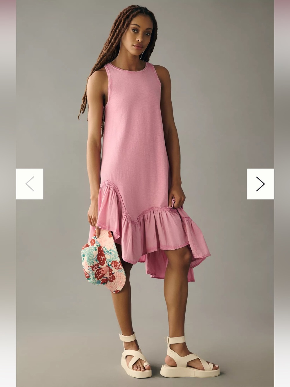 Anthropologie Daily Practice Asymmetrical Ruffle Hem 100% Cotton Dress